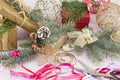 Decorating for Christmas celebration creative chaos Royalty Free Stock Photo