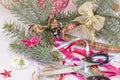 Decorating for Christmas celebration creative chaos Royalty Free Stock Photo