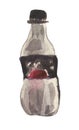 Watercolor, plastic bottle from a carbonated drink