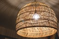 Decorating hanging lantern lamps in wooden wicker made from bamboo