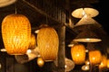 Decorating hanging lantern lamps in wooden wicker made from bamboo