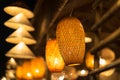 Decorating hanging lantern lamps in wooden wicker made from bamboo