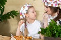 While decorating the homemade pizza with herbs, my daughter decided to give one fresh green leaf to the mana to try. Mom