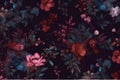 peony wallpaper bouquet graphic burgundy flower decoration background dark vintage nature. Generative AI.