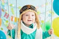 decoration for boy& x27;s first birthday, smash cake in aviator style Royalty Free Stock Photo