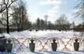 Decoration of the bridge in winter