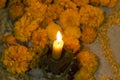 decoration of candles and flowers for the day of the dead altar tradition mexican Royalty Free Stock Photo