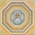 Decoration from the ceiling of the porch of the Basilica of Saint Paul Outside the Walls. Rome, Italy. Royalty Free Stock Photo