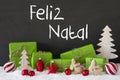 Decoration, Cement, Snow, Feliz Natal Means Merry Christmas Royalty Free Stock Photo