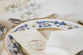 Decoration of the centerpieces of a wedding with the cutlery and vintage details