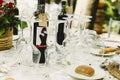 Decoration of the centerpieces of a wedding with the cutlery and vintage details