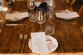 Decoration of the centerpieces of a wedding with the cutlery and vintage details