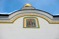 Decoration on the Church of the Assumption of the Blessed Virgin Mary mosaic icons in the village of Uspenskoe