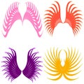 Abstract colored fantasy wings set. Royalty Free Stock Photo
