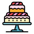 Decoration cream cake icon color outline vector