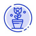 Decoration, Easter, Plant, Tulip Blue Dotted Line Line Icon
