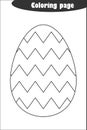 Decoration egg zigzag in cartoon style, coloring page, easter education paper game for the development of children, kids preschool