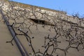 Decoration on facade of Gallery Hotel Art in form of metal dripping drops of water along wall of house, Florence, Italy