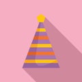 Decoration festive cone icon flat vector. Party hat Royalty Free Stock Photo