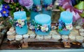 Decoration of flowers and candles at the wedding table in a restaurant