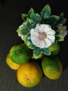 Decoration Flowers Lemons Royalty Free Stock Photo