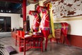 Decoration furniture and sacrificial offerings for chinese people pray god and memorial to ancestor in Tiantan temple at China