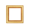 Decoration gorgeous metal gold picture frame with carving flower patterns isolated on white background with clipping path