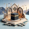 Decoration Hajj Muslims in mekkah mosque alharam ai generator Royalty Free Stock Photo