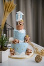 Decoration of happy baby bear cake Royalty Free Stock Photo