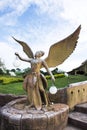 Kinnaree angel statue and lighting at Sirindhorn wararam phu prao temple or Wat phu prao