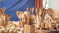 Decoration, kitchen utensils made of wood handcrafted, healthy l Royalty Free Stock Photo