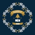 Decoration of leaf flower frame for greeting card celebration happy new year nature. Vector Royalty Free Stock Photo