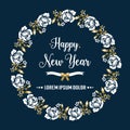 Decoration of leaf flower frame for greeting card celebration happy new year nature. Vector Royalty Free Stock Photo