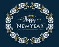 Decoration of leaf flower frame for greeting card celebration happy new year nature. Vector Royalty Free Stock Photo