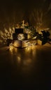 Decoration with lights black gold boxes