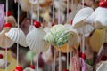 Decoration made of colorful shells on a thred Royalty Free Stock Photo