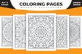 Decoration mandala coloring page collection KDP interior. Black and white Indian mandala pattern bundle for coloring pages. Flower