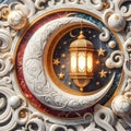 Decoration marble Moon fanos Ramadan Kareem ai generator Royalty Free Stock Photo