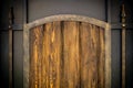 Decoration of metal doors with forged elements, and wood Royalty Free Stock Photo