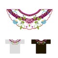 The decoration for neck embroidered with rosebuds