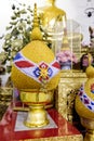 Decoration next to the statue Big Golden Buddha, Wat Pho public temple, Bangkok, Thailand. Royalty Free Stock Photo