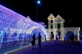 Decoration in night with lights at Charming Chiang Mai Flower Festival in Chiang Mai, Thailand.