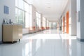 The decoration of the nursing staff\'s desks inside the new hospital building is beautiful and pleasing to the eye.