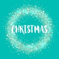 Decoration ornament snowflake wreath glitter glow Merry Christmas text Royalty Free Stock Photo