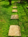decoration of rectangular footrests in the garden Royalty Free Stock Photo