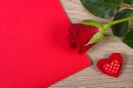 Decoration of red rose, heart and love letter for Valentines Day, symbol of love Royalty Free Stock Photo