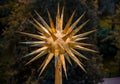 Roof decoration of roof of Christian church, element of decoration of facade of building, an ancient temple, a golden multipath