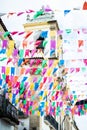 Decoration of Sao Joao in Pelourinho with colorful plastic flags for the party that takes place in June
