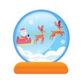 Snow Globe Santa Claus is flying in sleigh with reindeer Christmas Icon Illustrator Royalty Free Stock Photo