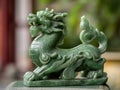 A decoration statue of Qilin of Kirin mythical beast made of jade stone Royalty Free Stock Photo